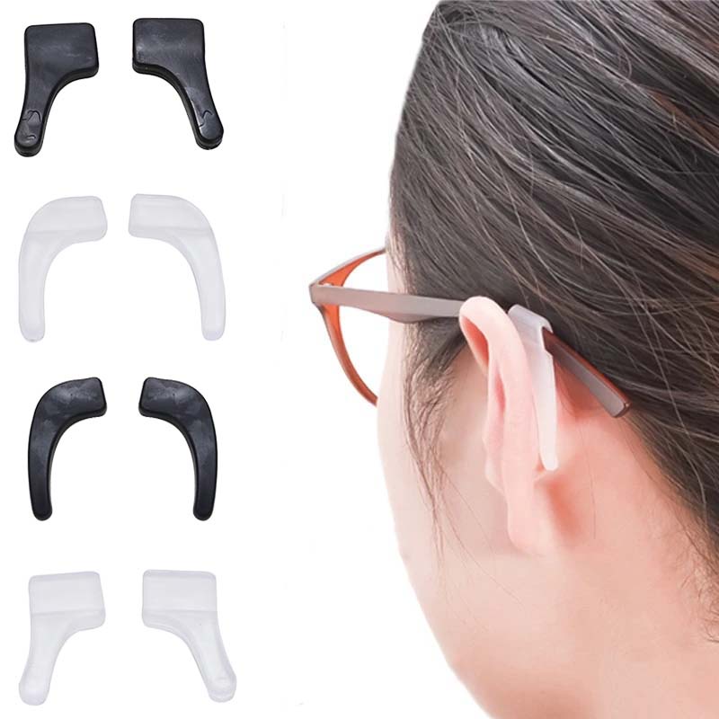 [Hot Sale] Grip Kacamata Elastis Anti-slip Transparan Holders Ear Hook Grip Temple Tip 1pasang Aksesoris Kacamata Stoppers Holder Silikon Untuk Kacamata Penahan Kacamata