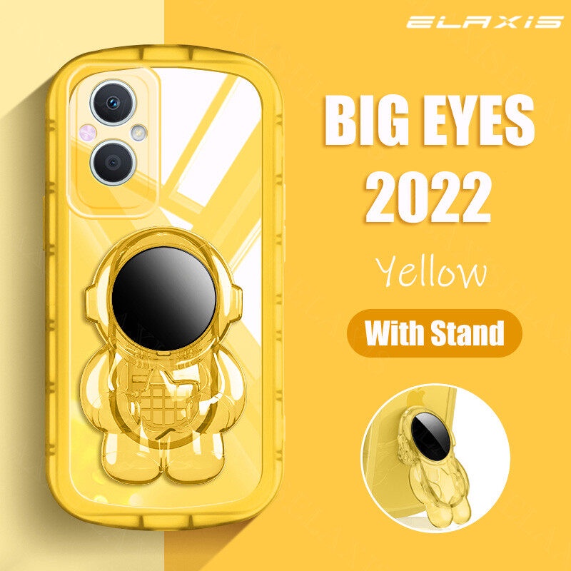 Andyh Untuk OPPO Reno 8Z 5G/Reno 7Z 5G Casing Ponsel Tahan Jatuh Transparan Chubby Lembut Silikon Dengan Astronot Stand2022Desain Baru Ponsel Penutup Belakang