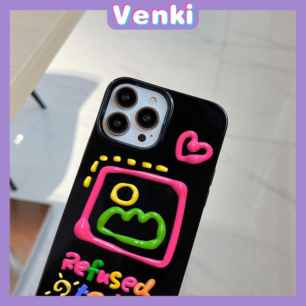 iPhone Case Soft TPU Glossy Black Candy Case Cute Color Graffiti Camera Protection Shockproof For iPhone 14 13 12 11 Pro Max 7 8 Plus X XR