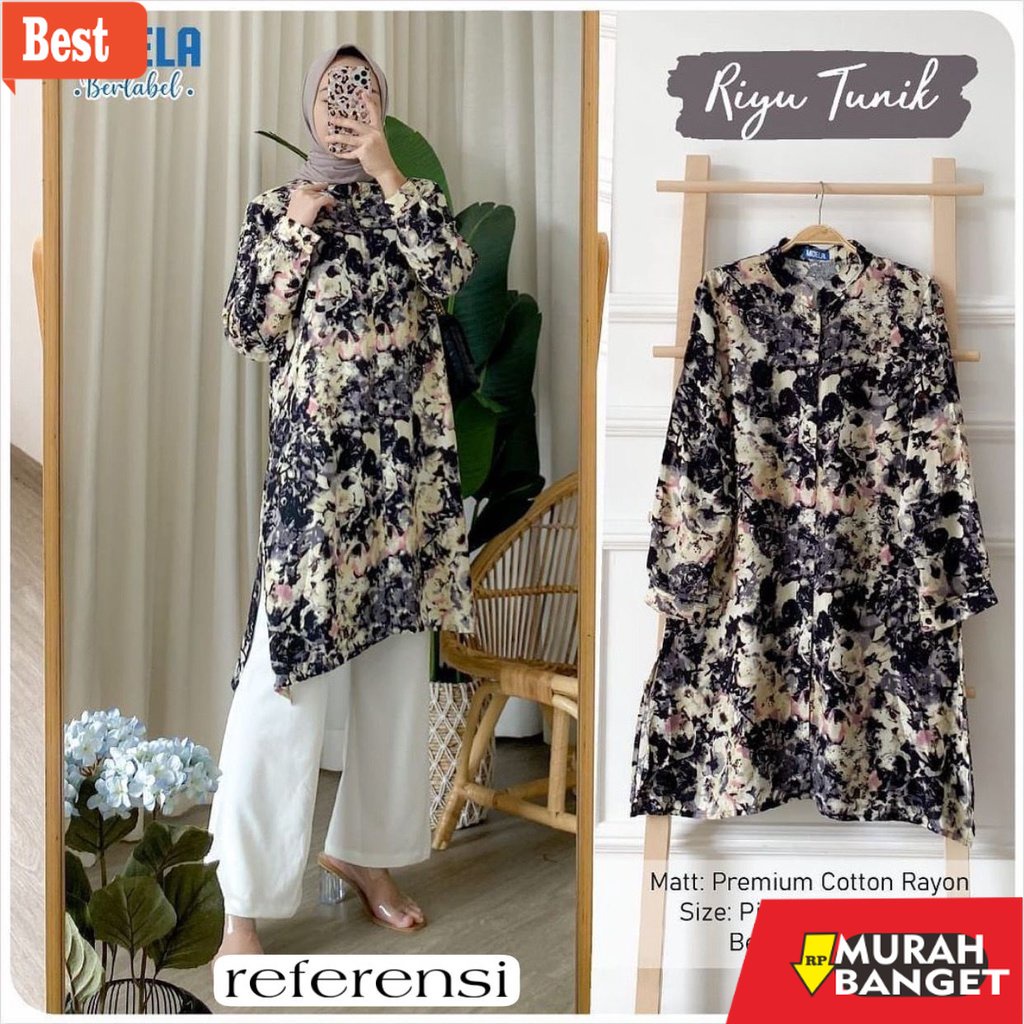 Tunik jumbo terbaru untuk wanita- Tunik Jumbo Kekinian Terbaru 2021 Atasan Wanita Muslim Big Size (F