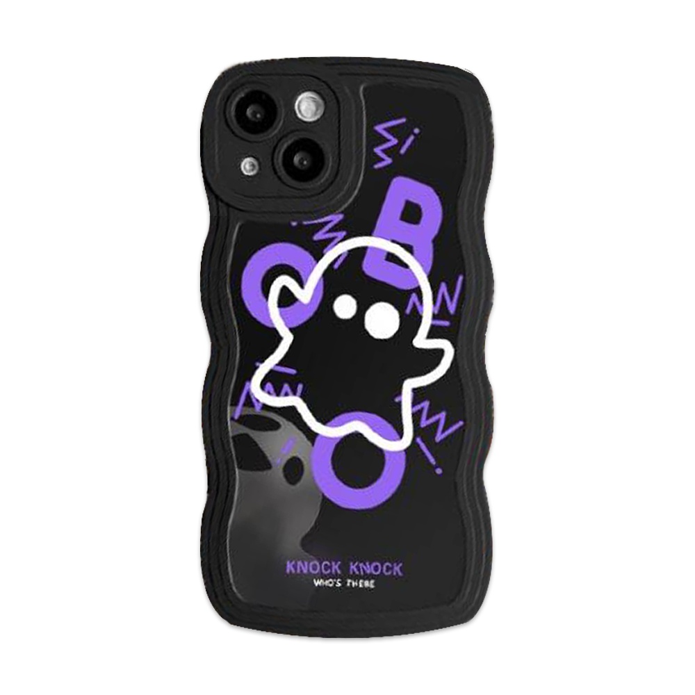 Casing Tepi Bergelombang Kompatibel Untuk iPhone 7Plus 11 Pro Max XR X XS Max 6s 7 8 6 14 Plus 13 11 12 14 Pro Max SE Kreatif Lucu Hantu Monster Kecil Lembut Tpu Pasangan Cover BY