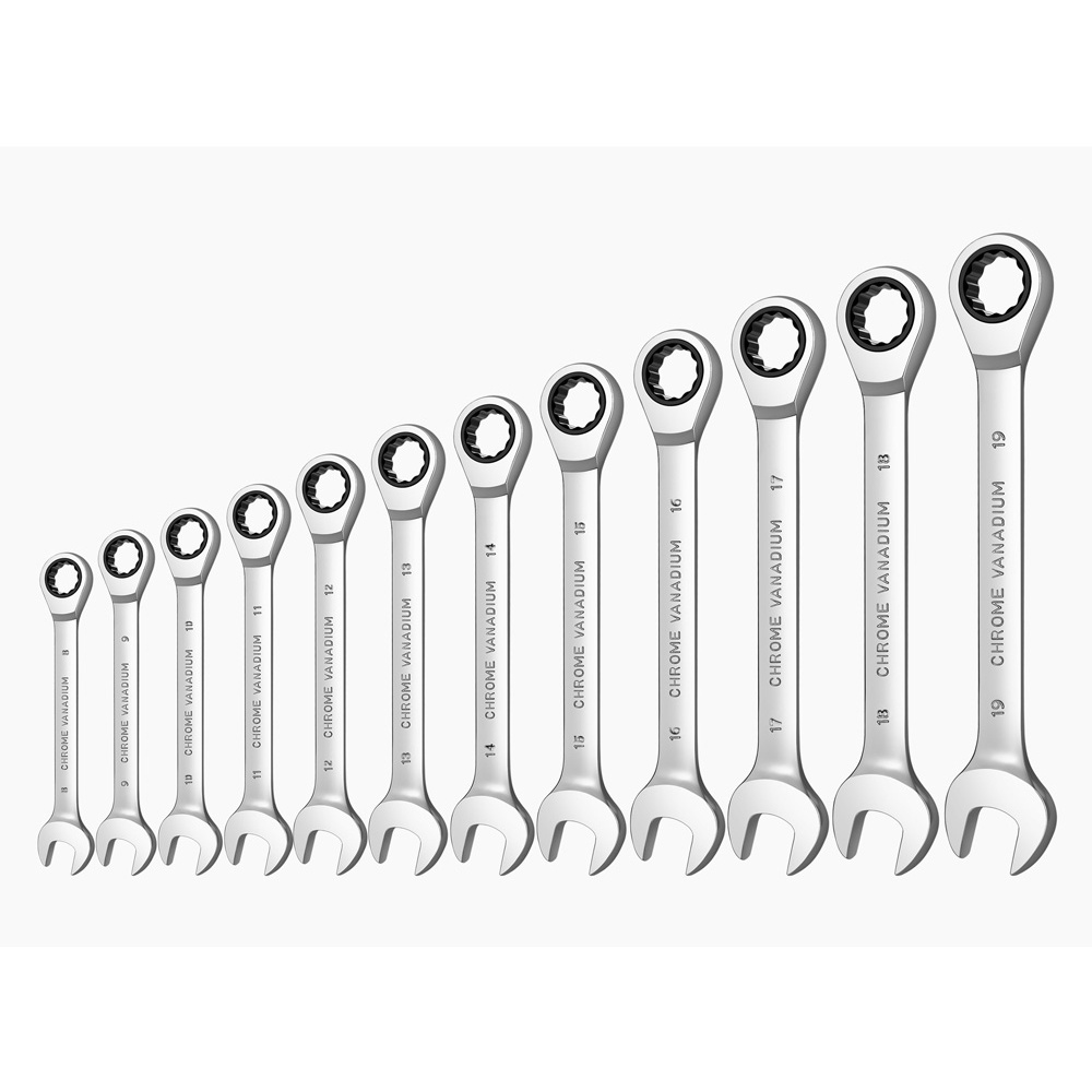 YGRETTE - Kunci Ring Pas Ratchet 2in1 Bolak Balik Double Open End Wrench 8-19MM