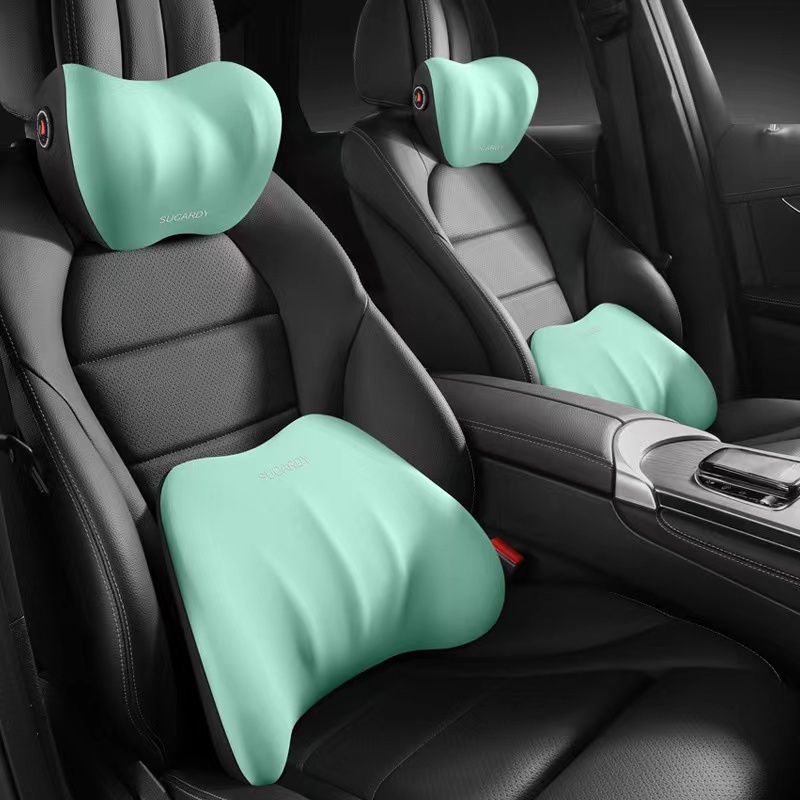 Bantal Sandaran Kepala Mobil Bantal Leher Memory Foam Leather Lumbar Pillow Car Lumbar Back Support Pillow Aksesoris Interior Mobil