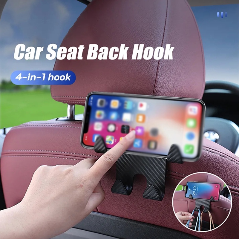 Universal Pengait Belakang Kursi Mobil Headrest Gantungan Tas Baju Gantung Penyimpanan Kait Dengan Phone Holder Duarable Hook Auto Interior Accessories