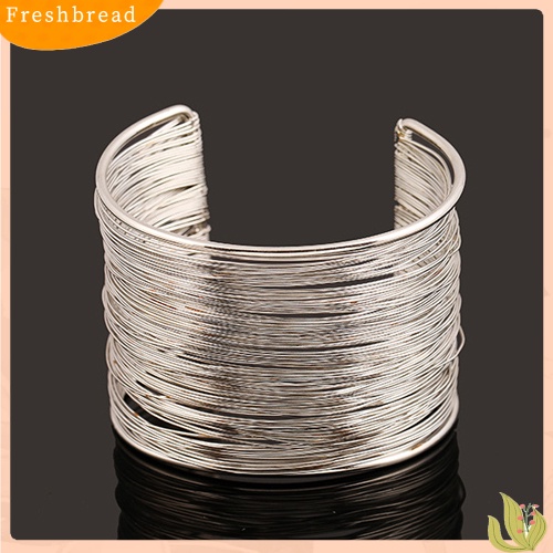 &lt; Freshbread &gt; Fashion Wanita Multilayer Metal Wires Strings Open Bangle Lebar Manset Gelang