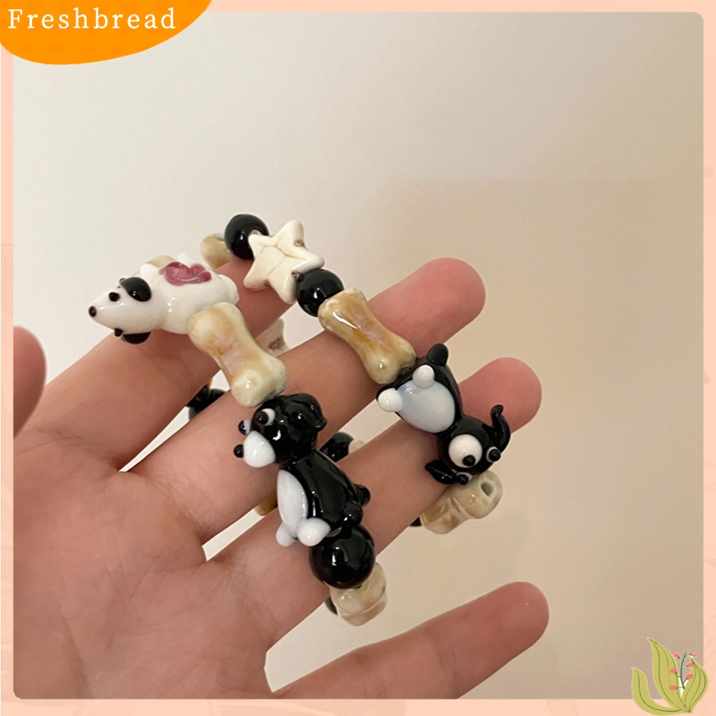 &lt; Freshbread &gt; Wanita Gelang Buatan Tangan Elastis Desain Kartun Halus Dipoles Colorfast Hias Pribadi Hewan Pesona Manik-Manik Peregangan Gelang Wanita Aksesori