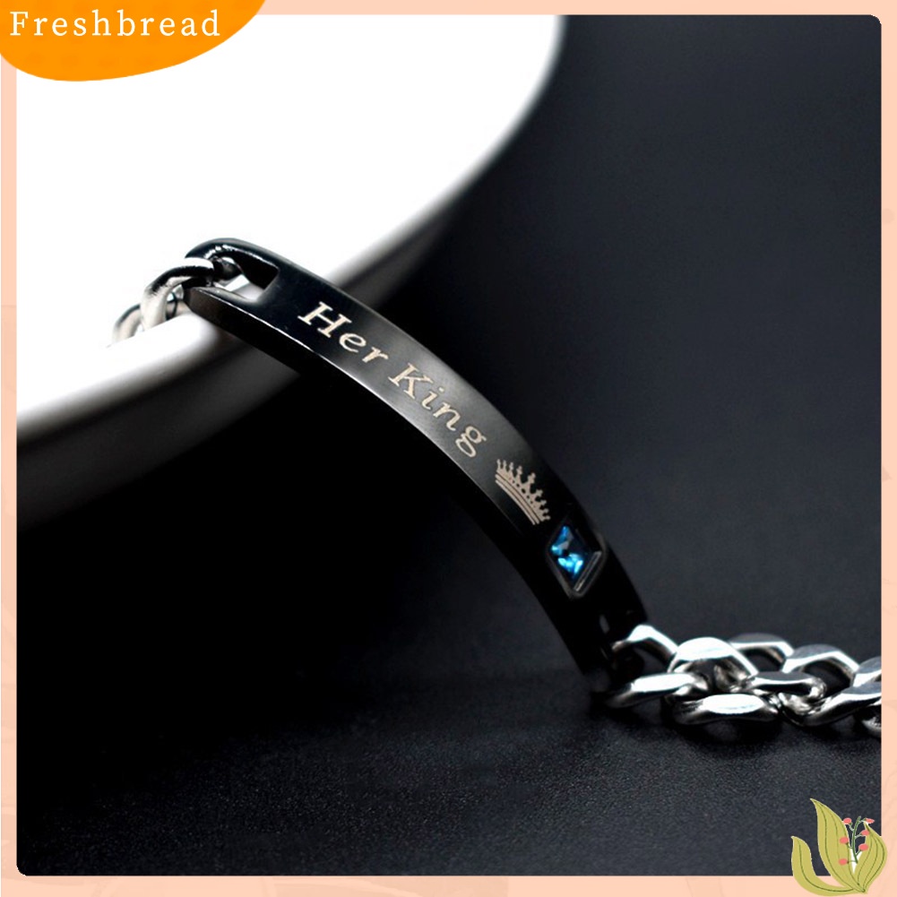 &lt; Freshbread &gt; His Queen Her King Crown Couple Lover Wristband Gelang Bangle Perhiasan Hadiah