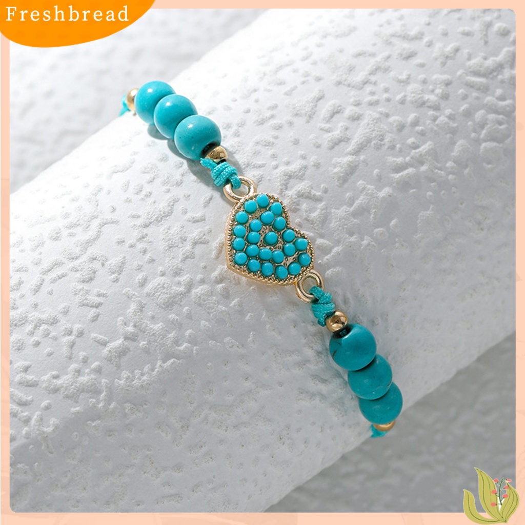 &lt; Freshbread &gt; Gelang Wanita Perhiasan Manik-Manik Hati Imitasi Turquoise Gelang Warna Cerah Untuk Pesta