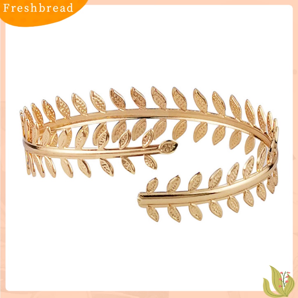 &lt; Freshbread &gt; Cuff Gelang Vintage Punk Geometris Electroplating Pembukaan Dapat Disesuaikan Hias Hadiah Wanita Gadis Bulu Logam Daun Lengan Atas Bangle Ban Lengan Untuk Pakaian Sehari-Hari