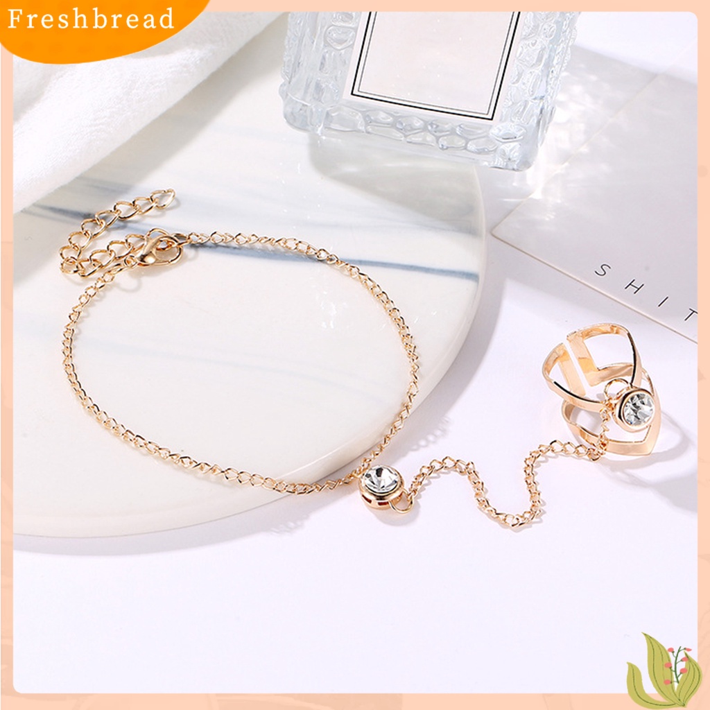 &lt; Freshbread &gt; Wanita Gelang Warna Solid Geometris Panah Bentuk Berlian Imitasi Hias Adjustable Gelang Cincin Perhiasan Perempuan