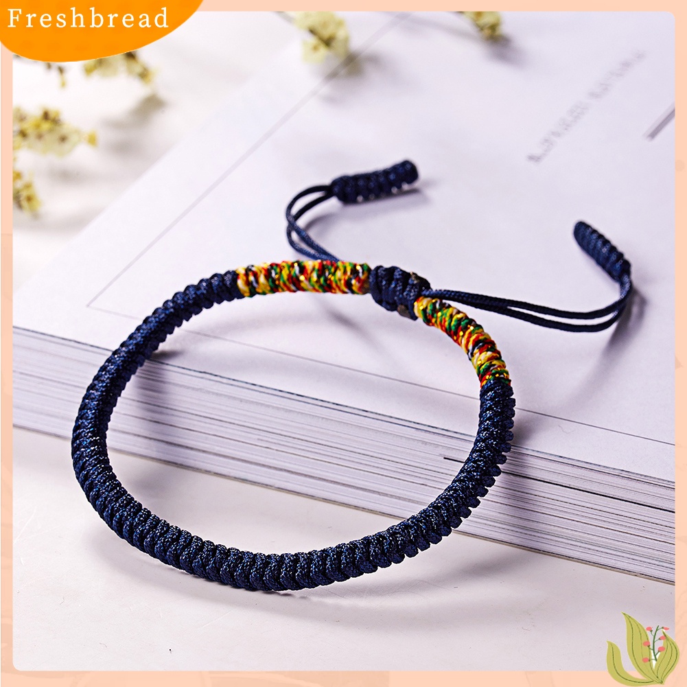 &lt; Freshbread &gt; Wanita Pria Buatan Tangan Simpul Dikepang Tali Gelang Adjustable Beruntung Bangle Perhiasan