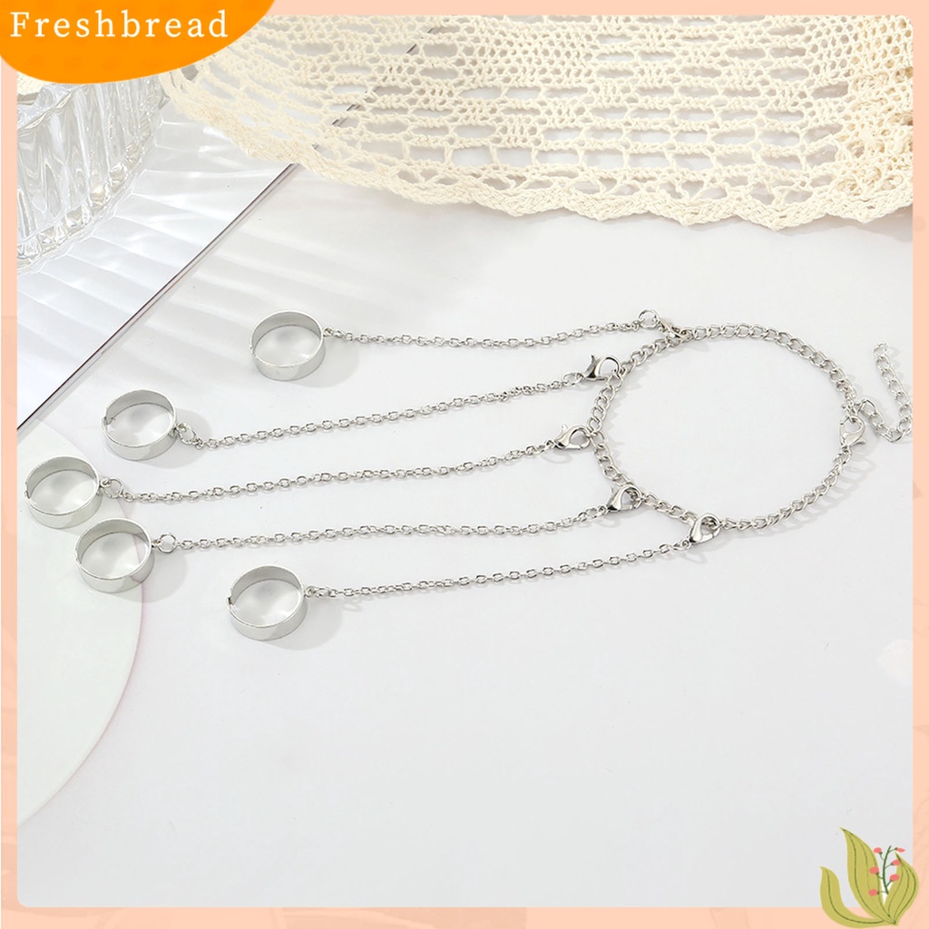 &lt; Freshbread &gt; Removable Multilayer Rantai Warna Silver Hand Harness Gelang Punk Geometris Pria Cincin Gelang Perhiasan Aksesoris