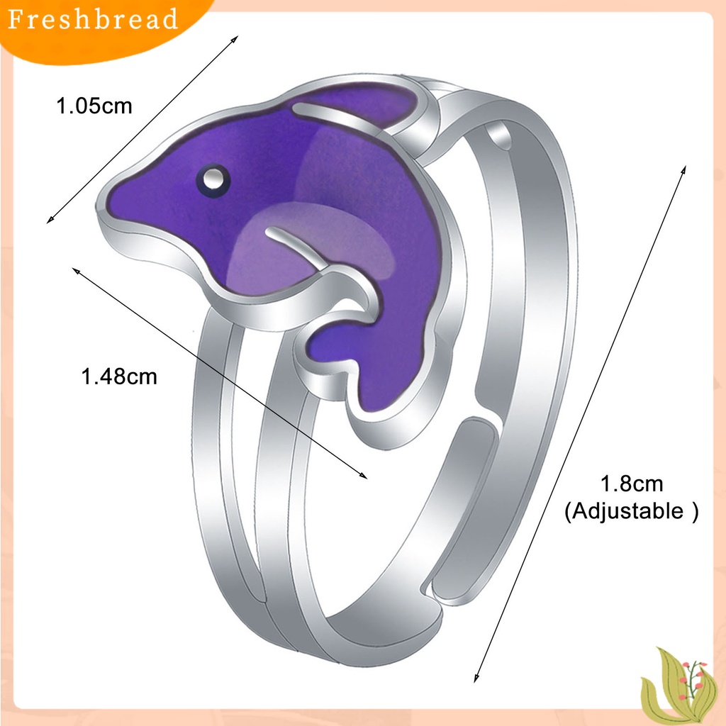 &lt; Freshbread &gt; Adjustable Lucu Mengkilap Terang Wanita Cincin Dolphin Suhu Berubah Warna Mood Ring Perhiasan Aksesoris