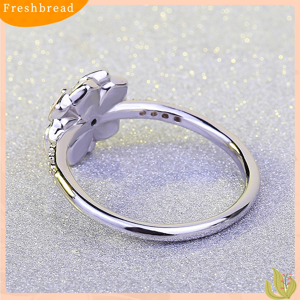 &lt; Freshbread &gt; Sweet Peach Flower Zircon Wanita Jari Cincin Perhiasan Pertunangan Hadiah Ulang Tahun