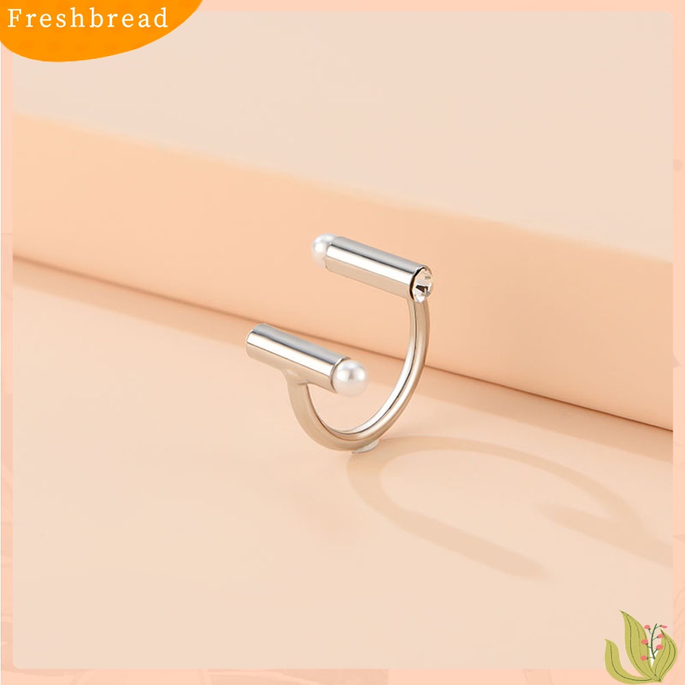 &lt; Freshbread &gt; Fashion Wanita Mutiara Imitasi Berlian Imitasi Pembukaan Cincin Jari Pernikahan Perhiasan Hadiah