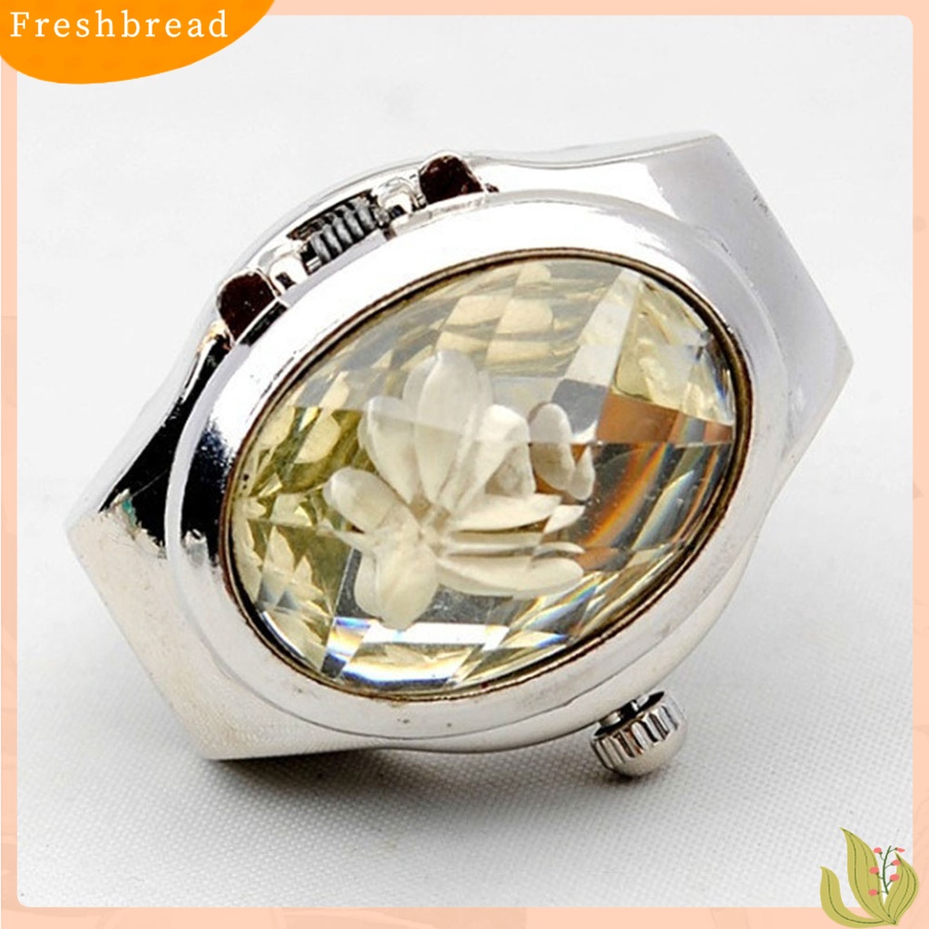 &lt; Freshbread &gt; Jam Tangan Quartz Cincin Jari Berlian Imitasi Flip Oval Fashion Unisex Untuk Club Pesta