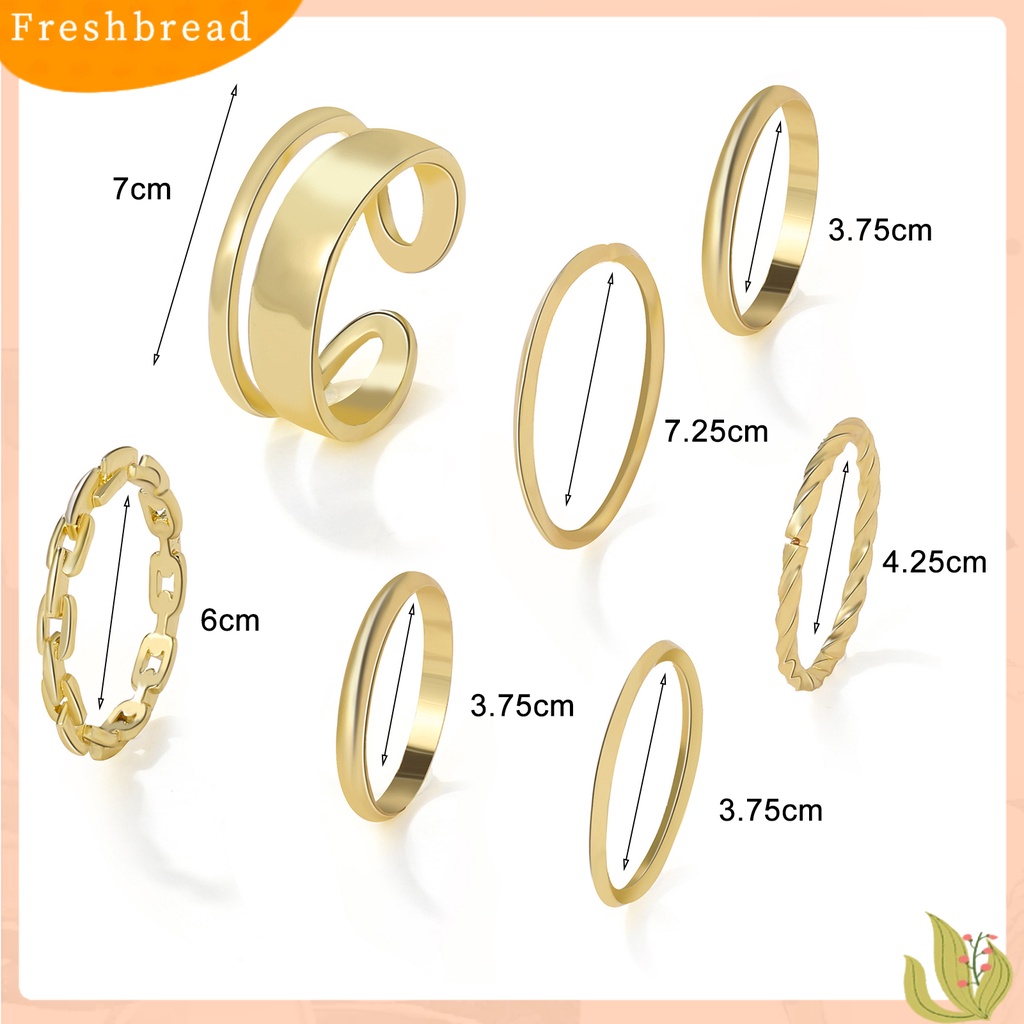 < Freshbread > 7pcs/Set Cincin Jari Lady Rantai Indah Sederhana Set Cincin Buku Jari Halus Untuk Hadiah