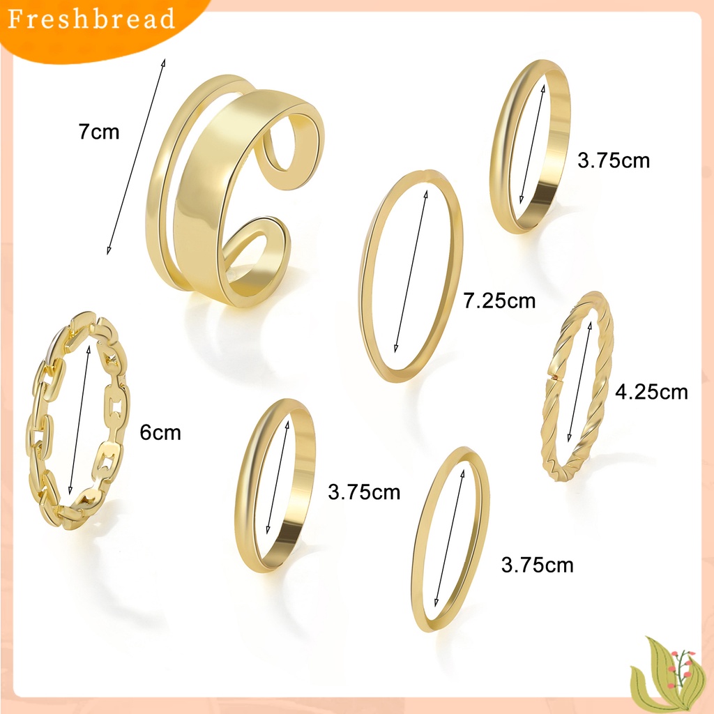 &lt; Freshbread &gt; 7pcs/Set Cincin Jari Lady Rantai Indah Sederhana Set Cincin Buku Jari Halus Untuk Hadiah