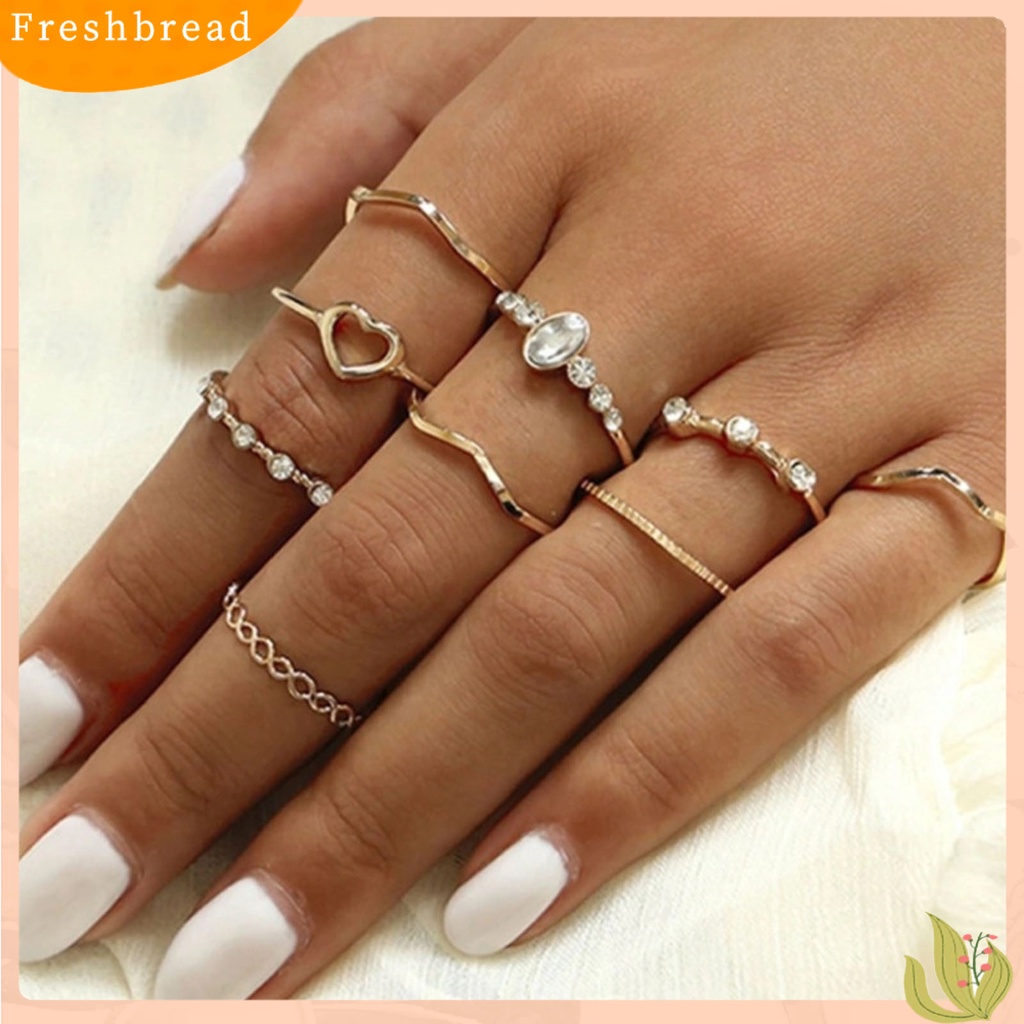 &lt; Freshbread &gt; 9pcs/Set Lady Finger Ring Set Cincin Indah Vintage Simple Kreatif Untuk Hadiah