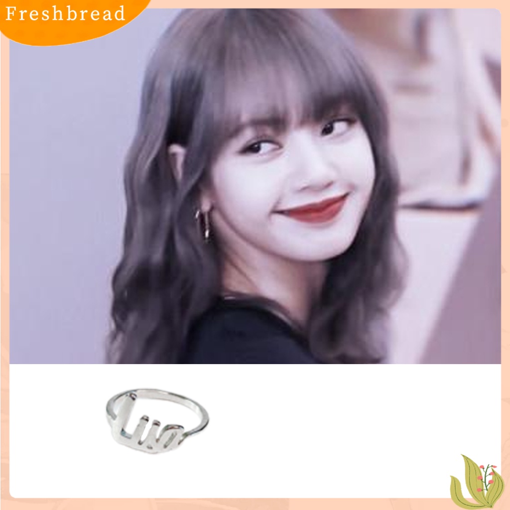 &lt; Freshbread &gt; Cincin Hitam-Pink Huruf Member Desain Idola Peripherals Alloy Cincin Jari Hias Untuk Unisex