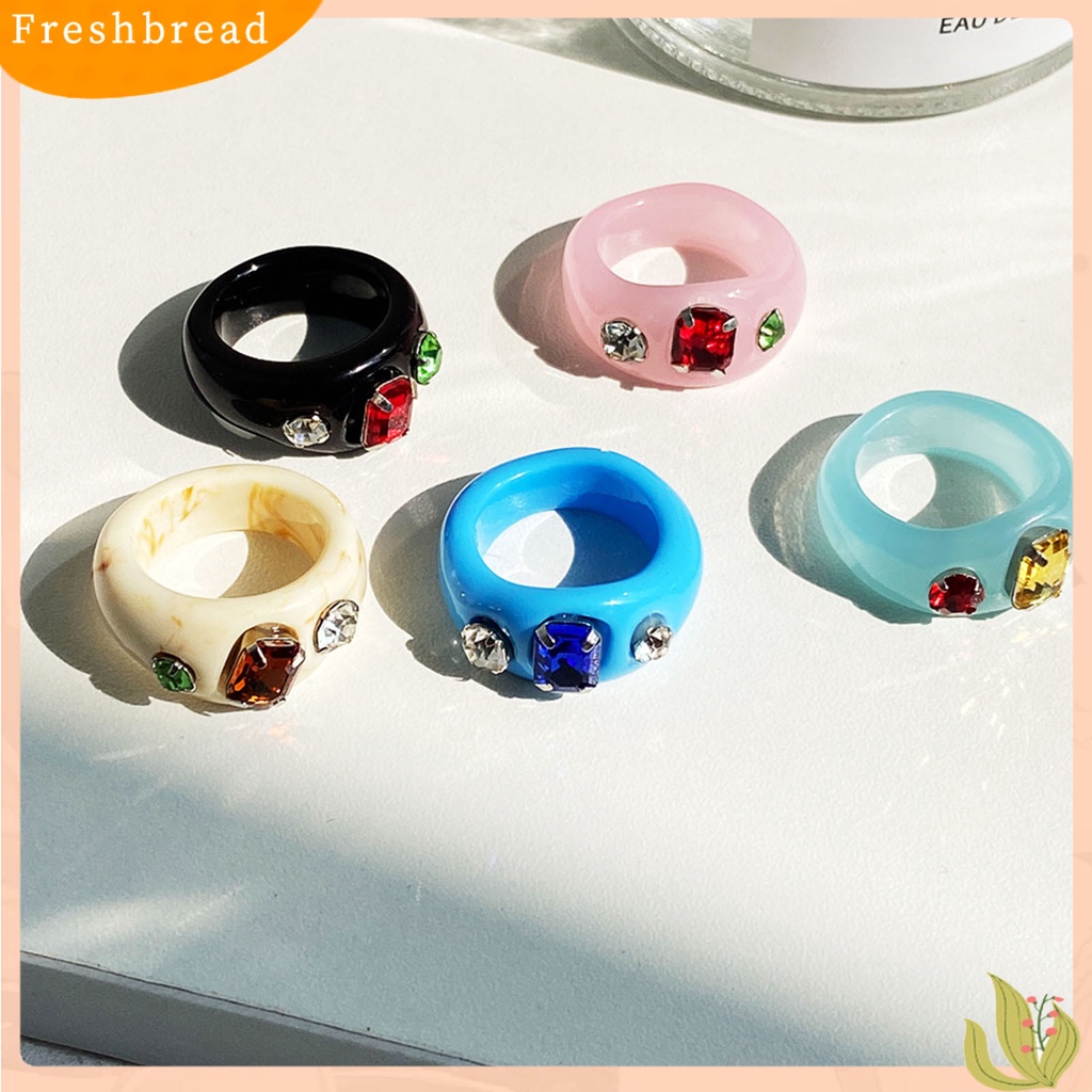 &lt; Freshbread &gt; Cincin Jari Berlian Imitasi Resin Warna Permen Simple All Match Ring Untuk Pacaran