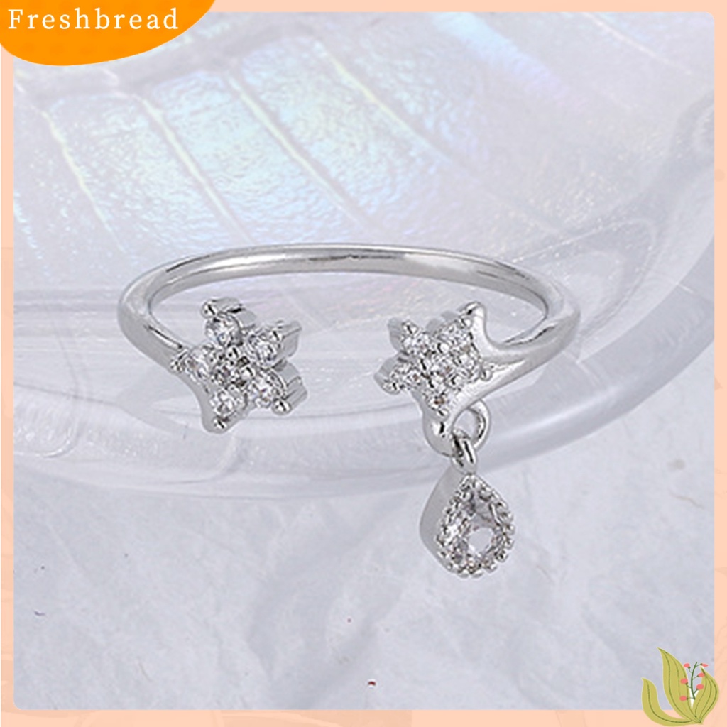 &lt; Freshbread &gt; Cincin Midi Dekorasi Tetesan Air Berbentuk Bintang Bertatahkan Zirkon Kepribadian Pembukaan Yang Dapat Disesuaikan Aksesori Wanita Jari Telunjuk Terbuka Cincin Untuk Pertunangan