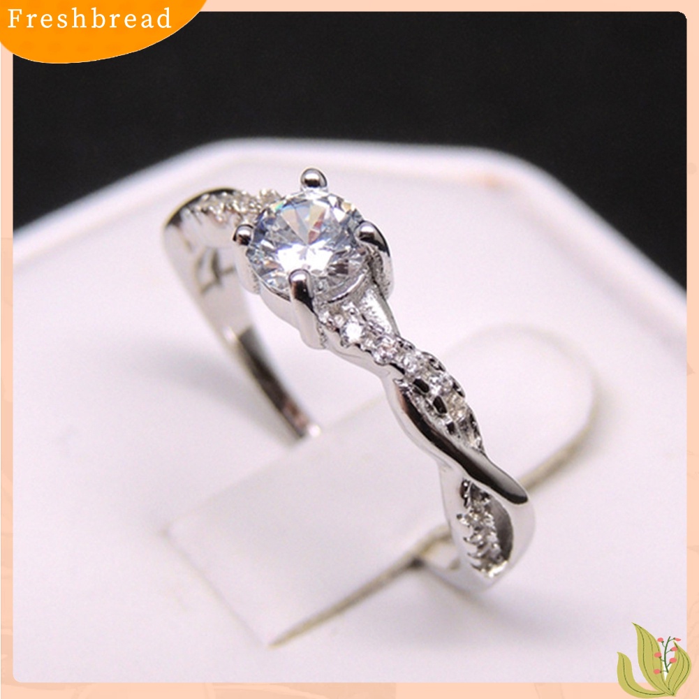 &lt; Freshbread &gt; Cincin Berlian Imitasi Elegan Wanita Pernikahan Pertunangan Pesta Perhiasan Pesona Hadiah