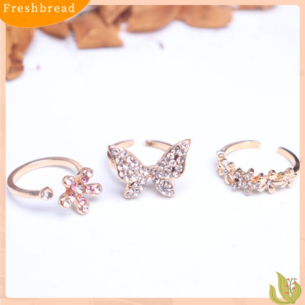 &lt; Freshbread &gt; Cincin Jari Bentuk Indah Bahan Alloy Tahan Karat Wanita Berkilau Butterfly Ring Perhiasan Pernikahan Untuk Lady