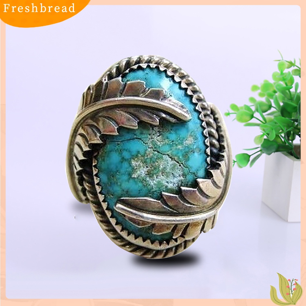 &lt; Freshbread &gt; Daun Vintage Penutup Cincin Pirus Buatan Perhiasan Pertunangan Pesta Pernikahan