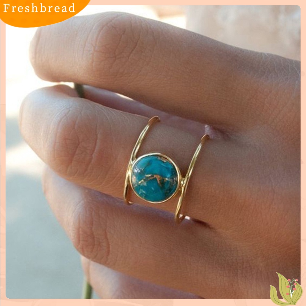 &lt; Freshbread &gt; Fashion Putaran Faux Turquoise Perhiasan Hadiah Wanita Lady Pesta Pernikahan Jari Cincin