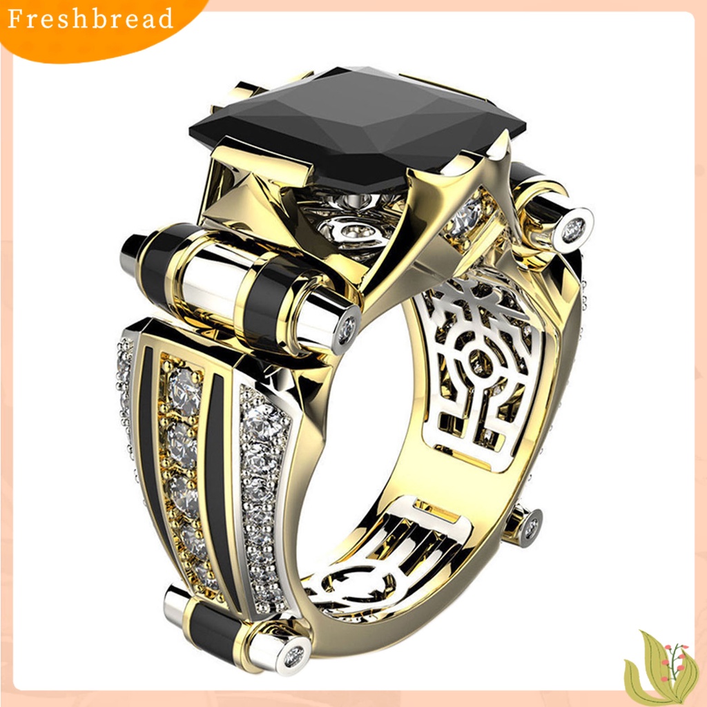 &lt; Freshbread &gt; Unisex Cincin Vintage Gothic Mewah Berlian Imitasi Mengkilap Electroplating Dekorasi Hadiah Pria Wanita Cubic Zirconia Fidget Ring Jewelry Untuk Pakaian Sehari-Hari