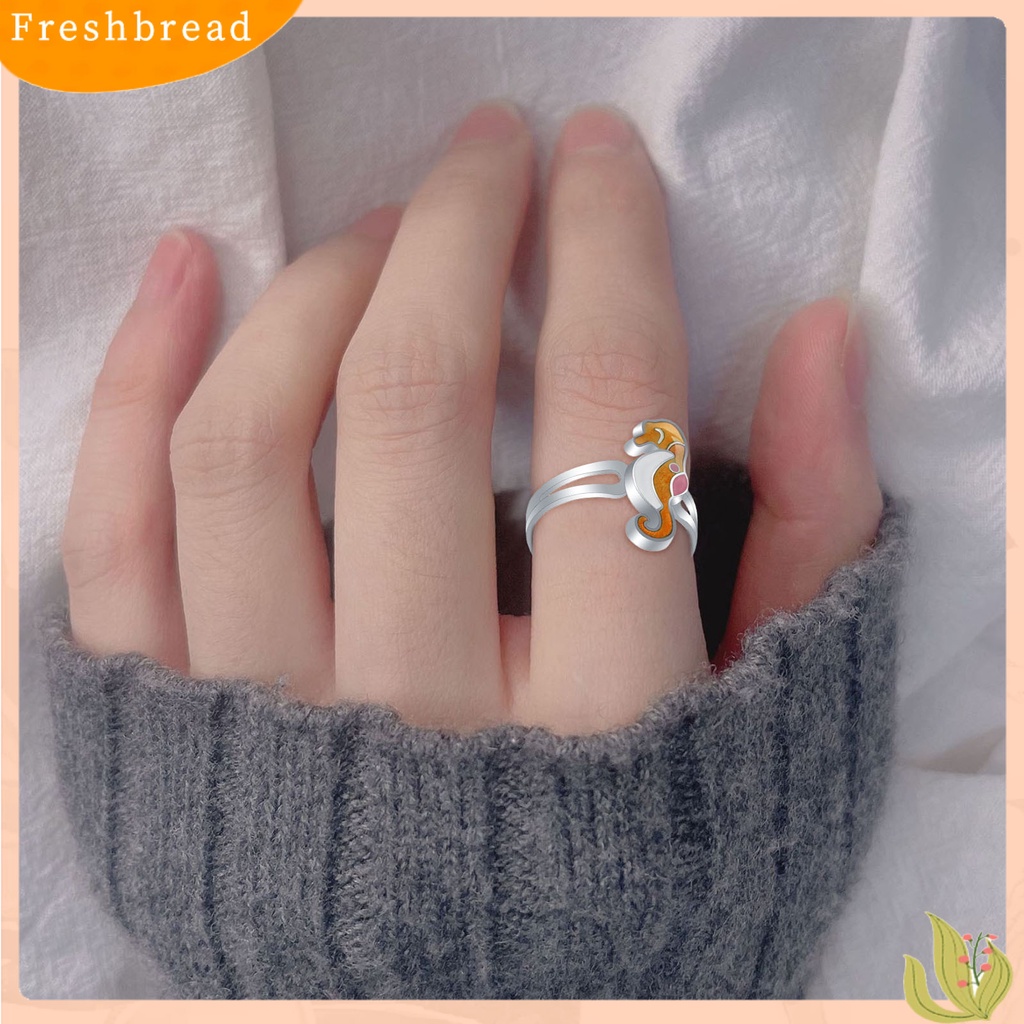 &lt; Freshbread &gt; Adjustable Indah Kilau Terang Wanita Cincin Kuda Laut Suhu Berubah Warna Mood Ring Perhiasan Aksesoris