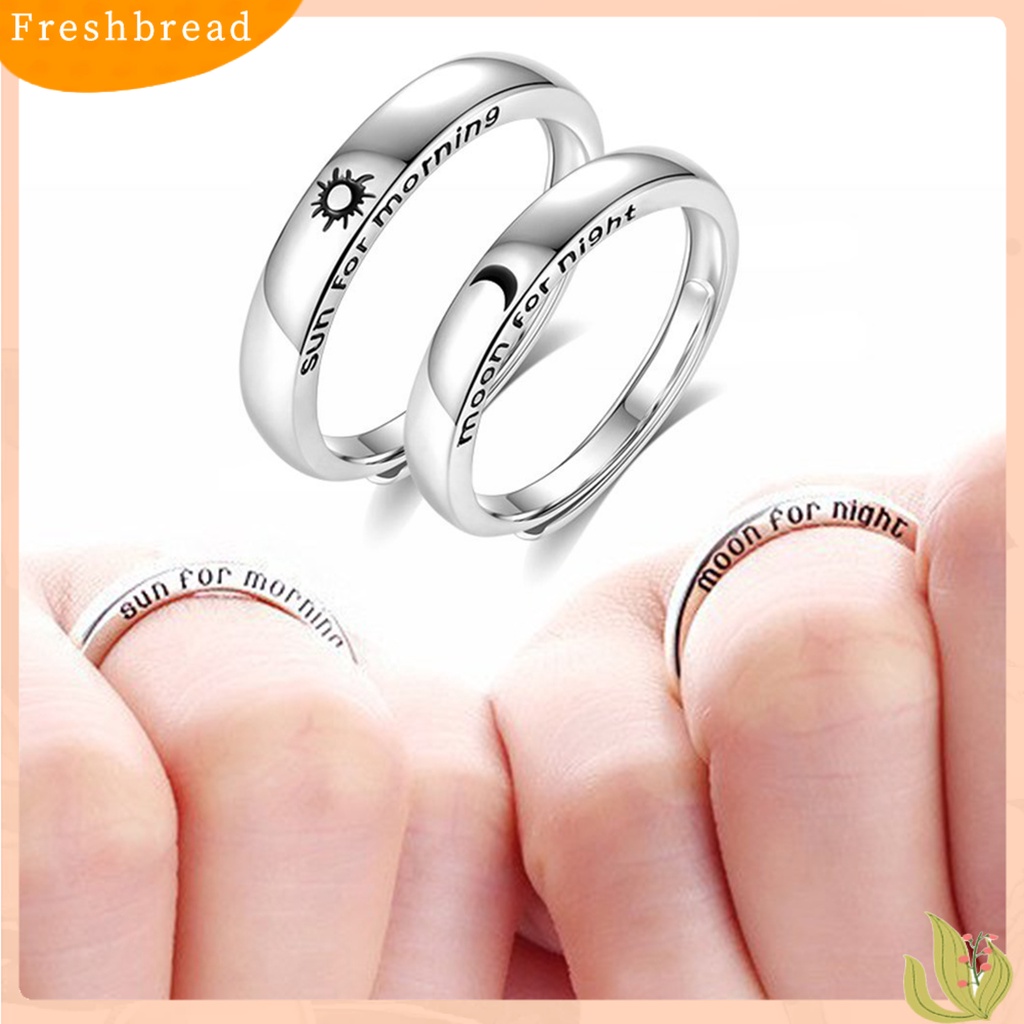 &lt; Freshbread &gt; Cincin Pasangan Ujung Terbuka Adjustable Motif Huruf Geometris Gaya Korea Fashion Matahari Dan Bulan Kekasih Cincin Hadiah Valentine