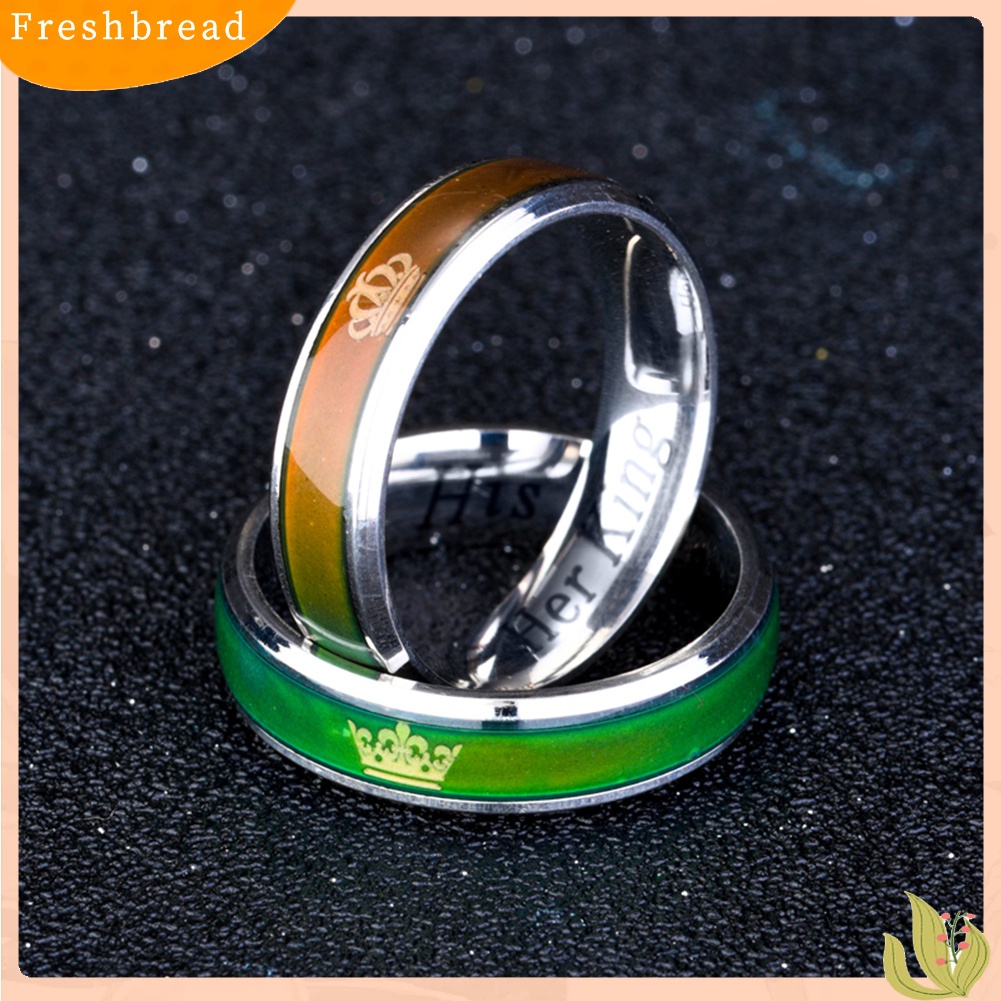 &lt; Freshbread &gt; Hadiah Pasangan Ulang Tahun Pernikahan Titanium Steel Mahkota His Queen Her King Ring