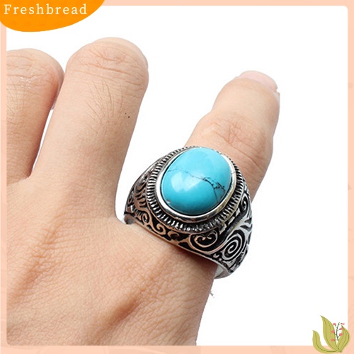 &lt; Freshbread &gt; Cincin Pita Ukir Stainless Steel Klasik Gaya Vintage Klasik Pria