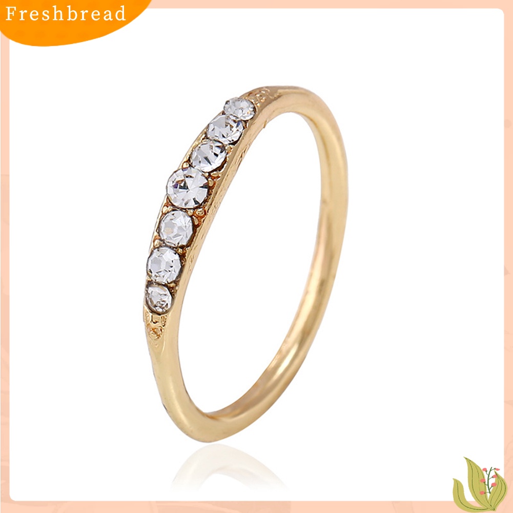 < Freshbread > Wanita Fashion Berlian Imitasi Bertatahkan Band Jari Cincin Pernikahan Pertunangan Perhiasan Hadiah