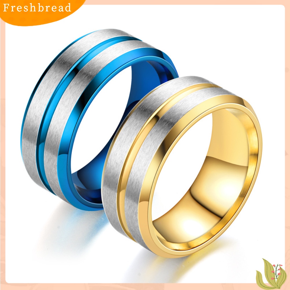 &lt; Freshbread &gt; Fashion Pria Wanita Two Tone Band Finger Cincin Pernikahan Pertunangan Perhiasan Hadiah