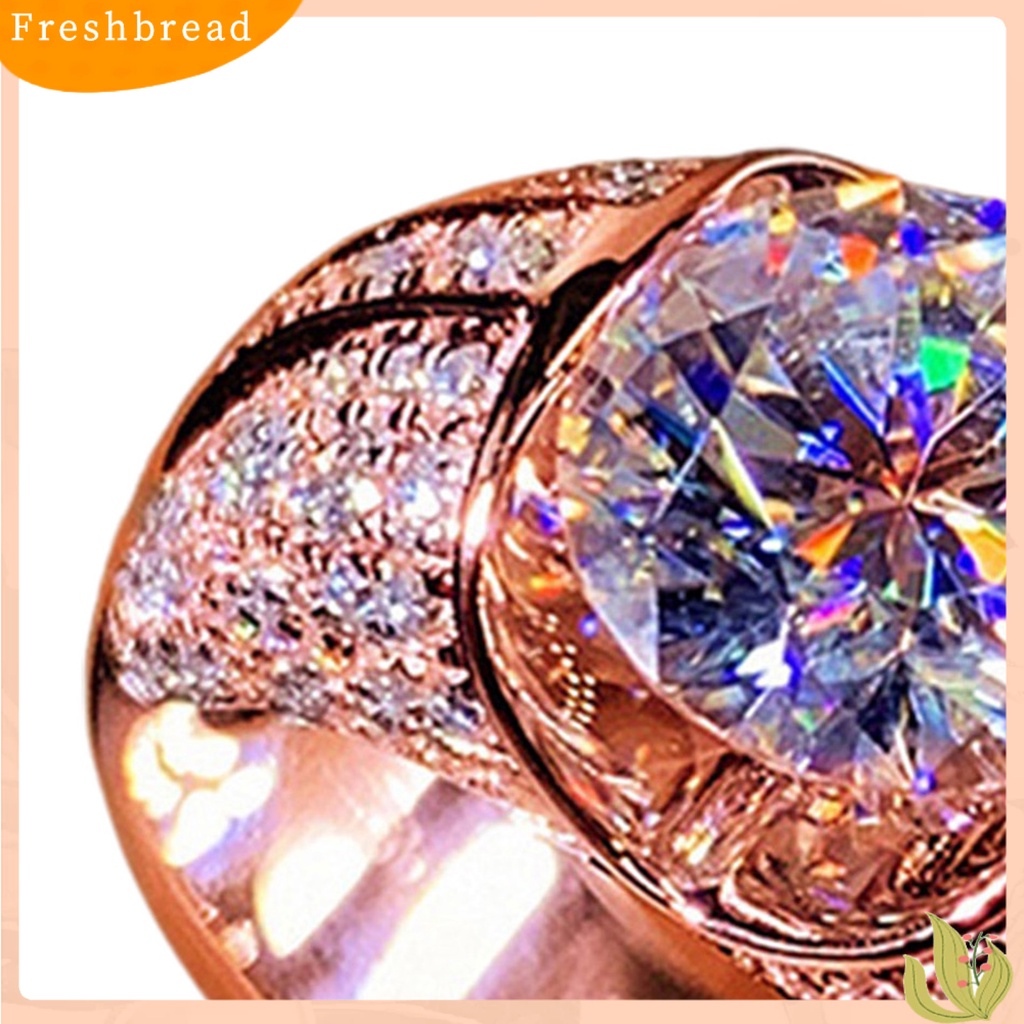 &lt; Freshbread &gt; Wanita Cincin Temperamen Sederhana Alloy Cubic Zirconia Tertanam Hadiah Ideal Cincin Jari Untuk Pesta