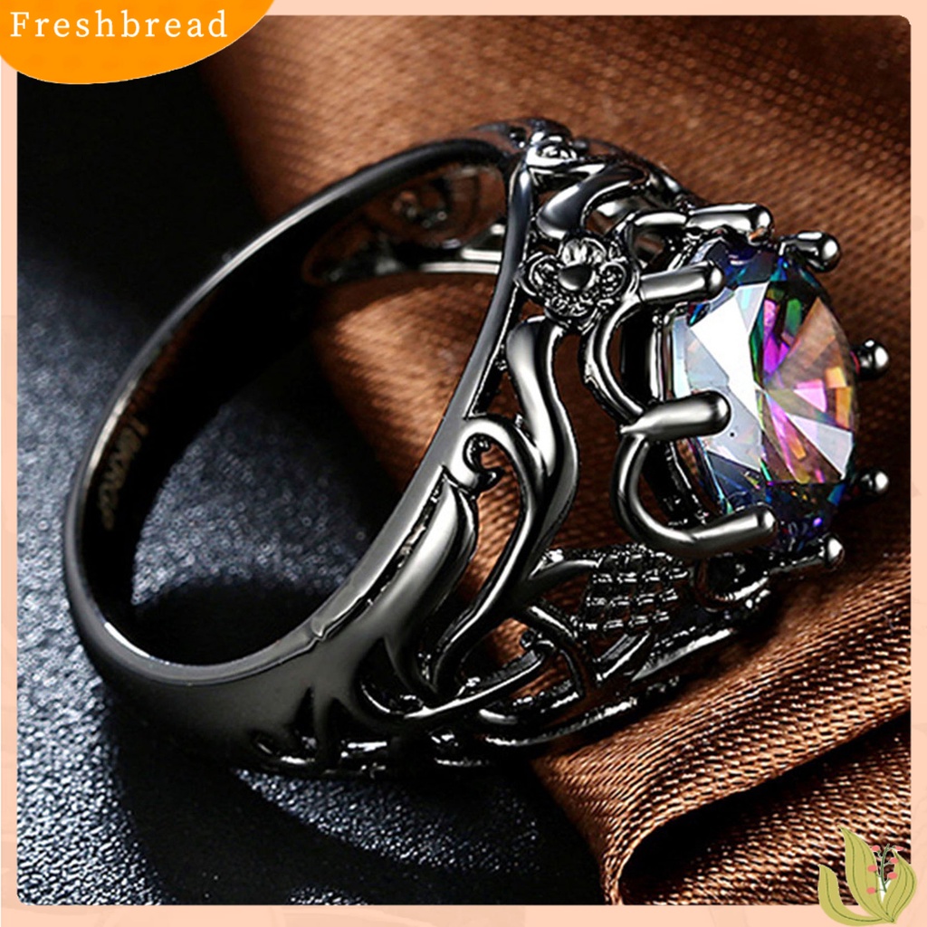 &lt; Freshbread &gt; Unisex Cincin Berongga Keluar Permata Imitasi Pria Wanita Vintage Ukiran Jari Cincin Hadiah Hari Kasih Sayang