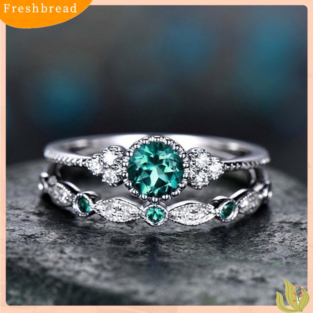 &lt; Freshbread &gt; 2Pcs/Set Indah Permukaan Halus Pernikahan Band Alloy Sederhana Cubic Zirconia Wanita Rings Charm Jewelry