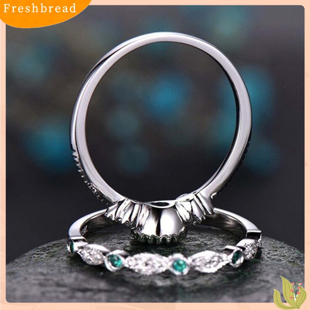 &lt; Freshbread &gt; 2Pcs/Set Indah Permukaan Halus Pernikahan Band Alloy Sederhana Cubic Zirconia Wanita Rings Charm Jewelry