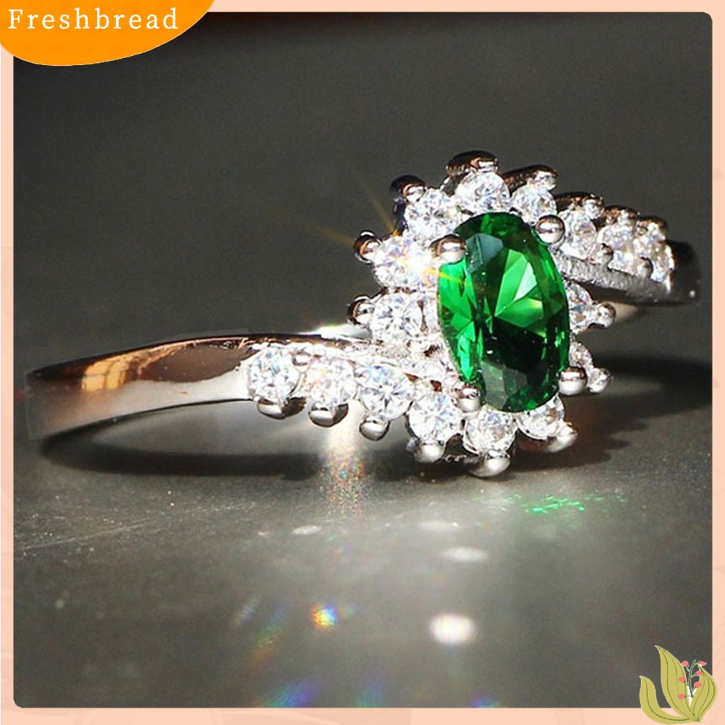 &lt; Freshbread &gt; Perhiasan Cincin Geometris Pengerjaan Halus Indah Bersinar Cubic Zircon Ring Untuk Pesta