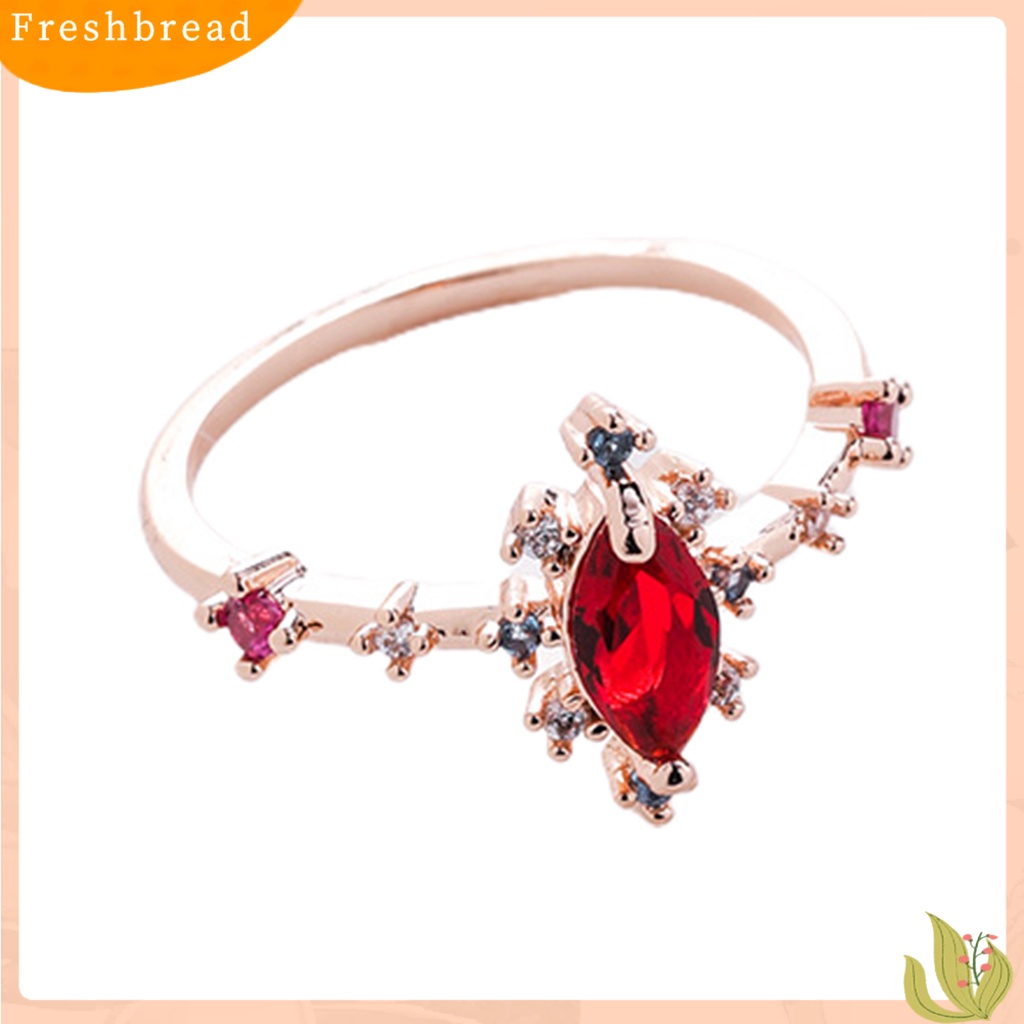 < Freshbread > Cincin Fashion Pengerjaan Indah Halus Berlian Imitasi Zirkon Hias Desain Terbuka Hias Perhiasan Kepribadian Trendy Finger Ring Untuk Pernikahan