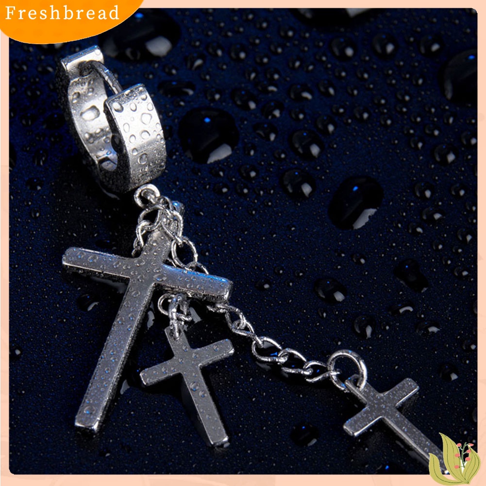 &lt; Freshbread &gt; Punk Multi-Layer Cross Menjuntai Huggie Anting Wanita Perhiasan Pesona Dekorasi Hadiah