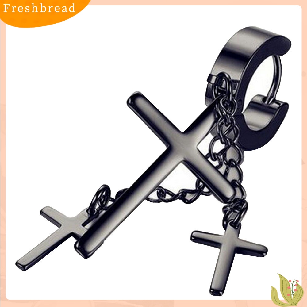 &lt; Freshbread &gt; Punk Multi-Layer Cross Menjuntai Huggie Anting Wanita Perhiasan Pesona Dekorasi Hadiah