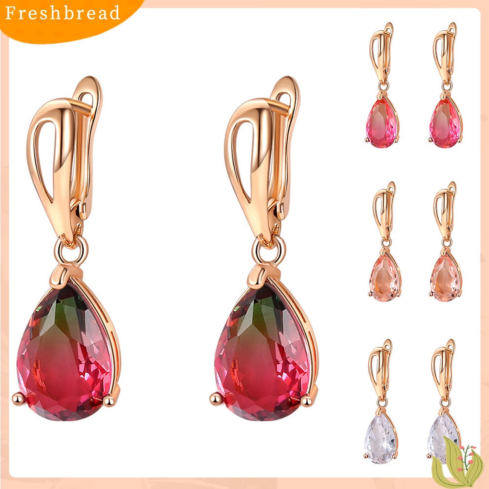 &lt; Freshbread &gt; Christmas Lady Teardrop Faux Gemstone Hias Menjuntai Leverback Earrings Hadiah Xmas