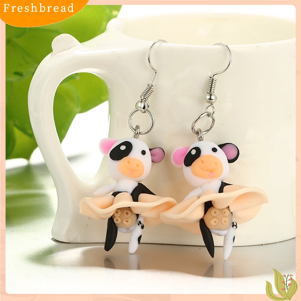 &lt; Freshbread &gt; Lucu Wanita 3D Kartun Hewan Polymer Clay Pendant Hook Anting Perhiasan Hadiah