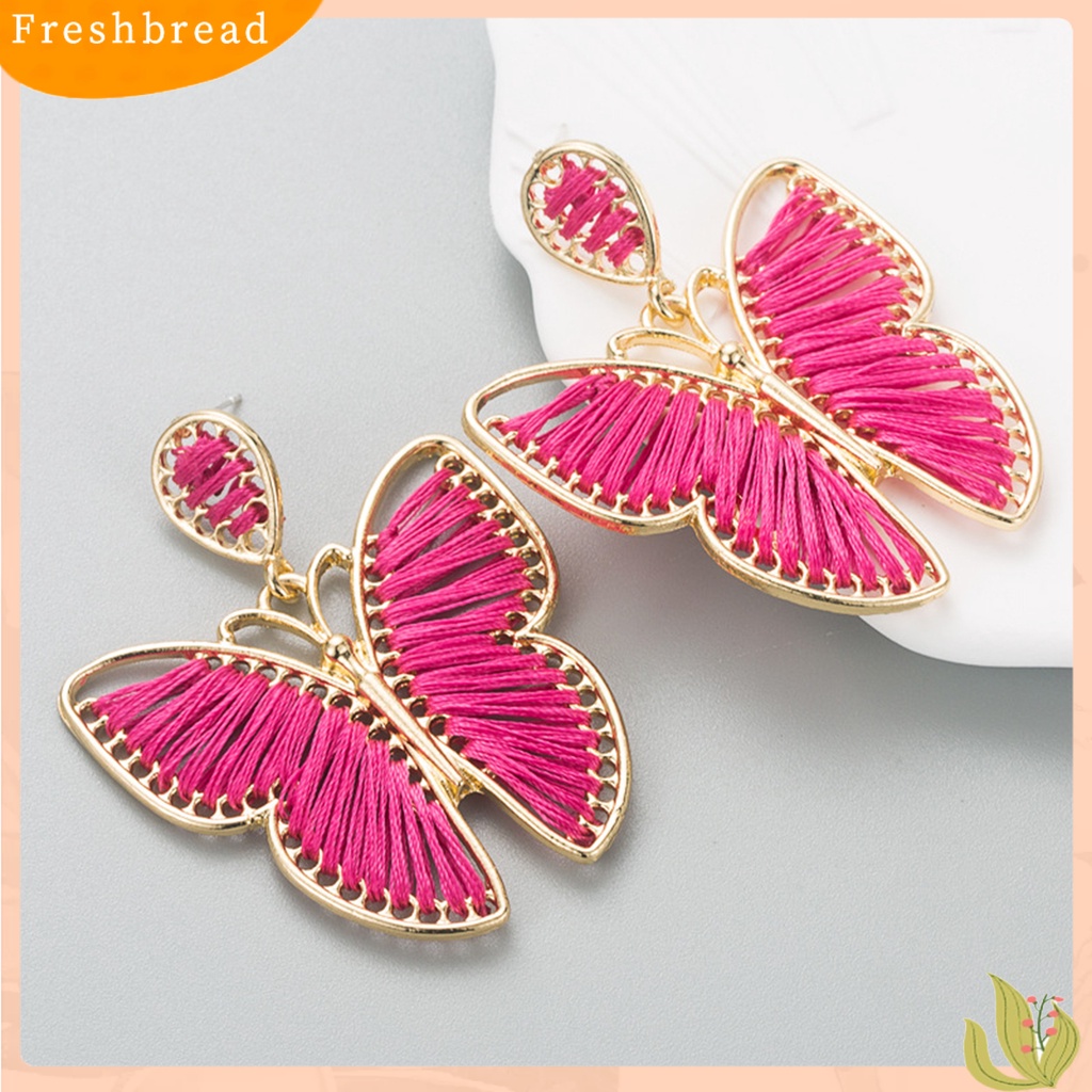 &lt; Freshbread &gt; 1pasang Drop Earring Indah Elegan Gaya Boho Warna-Warni Desain Kupu-Kupu Anting Wanita Untuk Pacaran