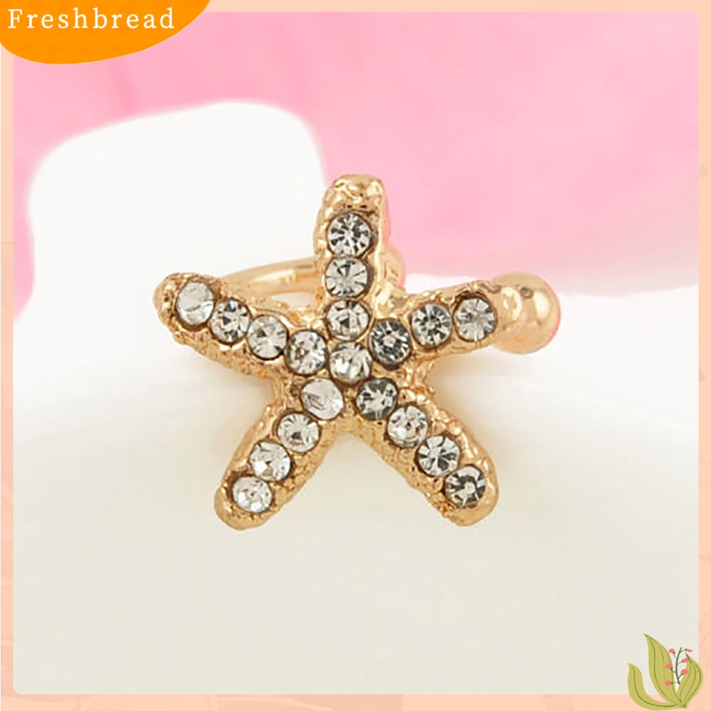 &lt; Freshbread &gt; 1Pc Anting Berlian Imitasi Hias Perhiasan Hadiah Alloy Bintang Laut Gaya Cinta Kristal Berlian Imitasi Klip Untuk Kehidupan Sehari-Hari