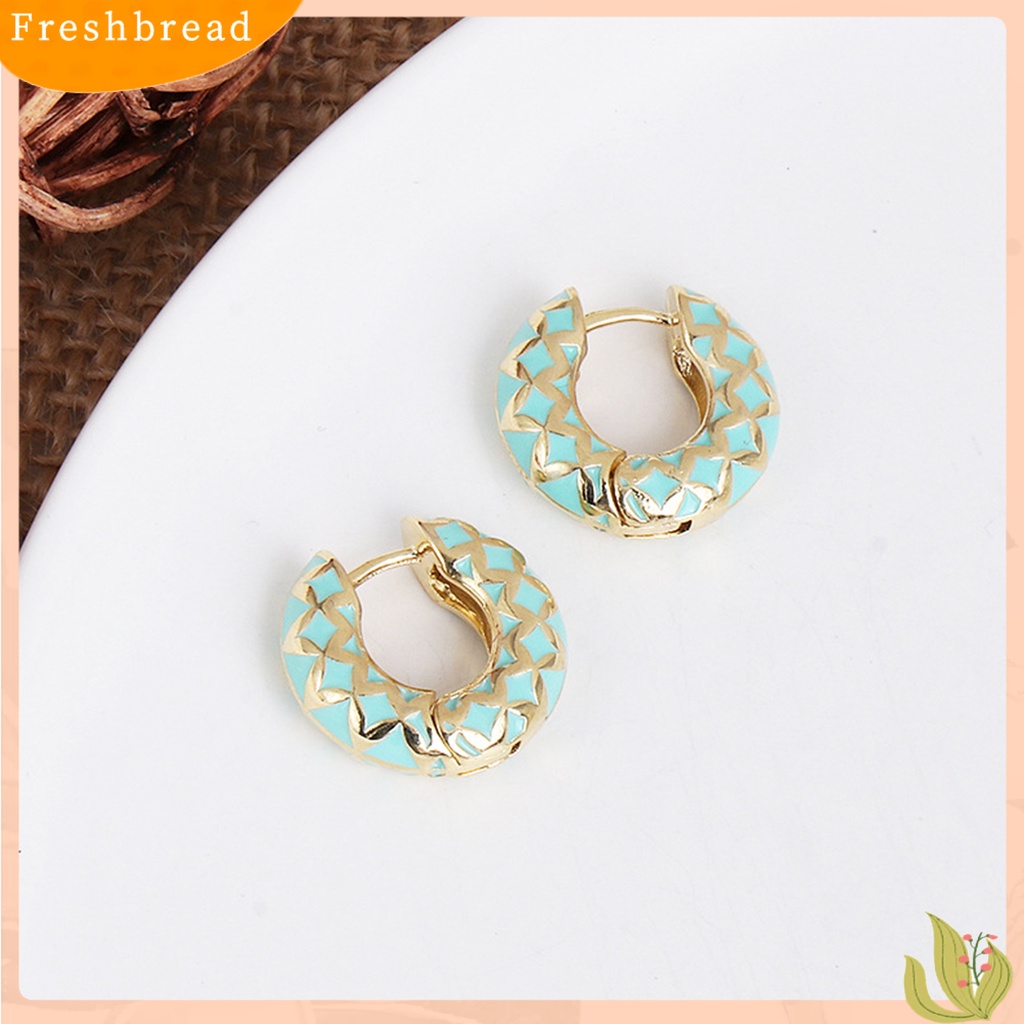 &lt; Freshbread &gt; 1pasang Anting Hoop Wanita Bulat Gaya Bohemia Etnik Anting Wanita Warna-Warni Untuk Hadiah